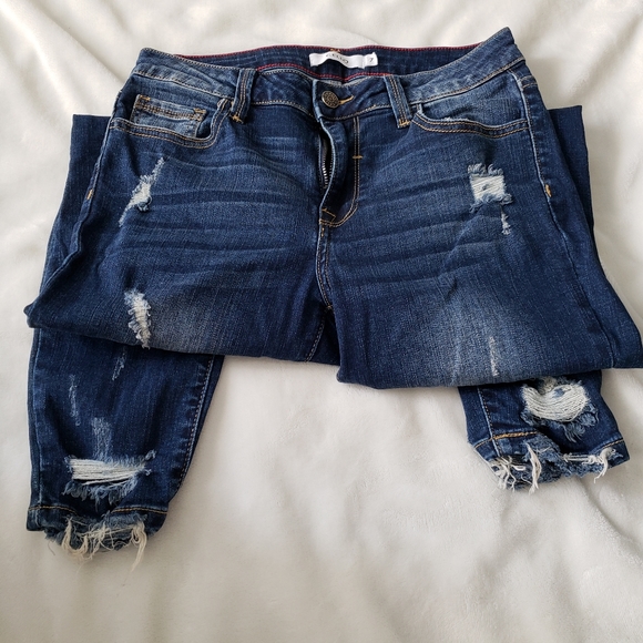 Dark Washed Ripped Jeans - Picture 1 of 4